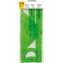 Eberhard Faber Geometrie-Set 570005 4-teilig 2 Lineale Geodreieck Winkelmesser grün