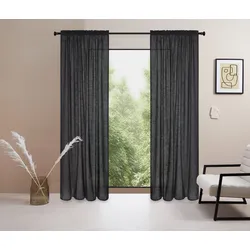 Gardine »Marusha«, (1 St.), 1 Schal, Leinenoptik, gewebt, verschiedene Größen, 98470659-3 schwarz