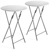 CASARIA Stehtisch Ø 60 x 110 cm weiß klappbar 2 St.
