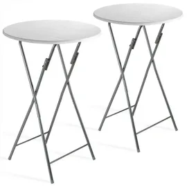 CASARIA Stehtisch Ø 60 x 110 cm weiß klappbar 2 St.
