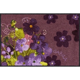 SALONLOEWE Fußmatte Maggio Viola 50x75 cm Eingangsmatte mit Blumenmotiv waschbar Fussabtreter innen und außen Flur-Teppich buntDesign-Matte