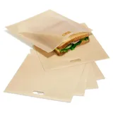 COM-FOUR COM-FOUR® 6x Toastbeutel, wiederverwendbare Antihaft-Toasttüten, für Käsetoasts im Toaster, Toastofen und Sandwichtoaster - spülmaschinengeeignet - beige