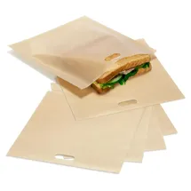 COM-FOUR COM-FOUR® 6x Toastbeutel, wiederverwendbare Antihaft-Toasttüten, für Käsetoasts im Toaster, Toastofen und Sandwichtoaster - spülmaschinengeeignet - beige