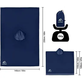 luxuskollektion Wasserdichter Regenponcho in Blau für