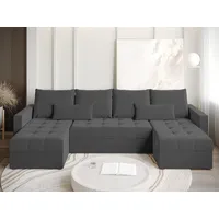 BroMARKT Ecksofa HOT U Schlaffunktion Bettkasten U-Form 287x140x72cm, Graphit - Grau