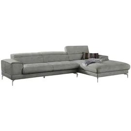 W.Schillig Ecksofa "piedroo, Designsofa mit tollem Sitzkomfort, bequem und elegant, L-Form", grau (grau s37), B:343cm H:70cm T:193cm, Stoff S37 (100% Polyester): Luxus-Microfaser in Lederoptik, Sofas, Ecksofa, Kopfteilverstellung, wahlweise mit