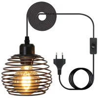 Nettlife Pendelleuchte Schwarz 1.5M Pendellampe mit Schalter Stecker E27, mit Schalter Stecker, LED wechselbar, Höhenverstellbar schwarz