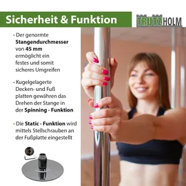 Trutzholm Pole Dance Tanzstange Profi 231 Bis 274cm Durchmesser 45mm ohne Bohren