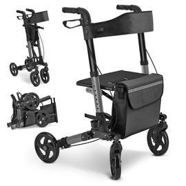 Juskys Rollator Vital mit Sitz Schwarz