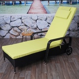 Poly-Rattan Relaxliege Carrara, Sonnenliege, Alu anthrazit Kissen hellgrün