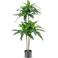 Costway 140cm Kunstpflanze, Künstliche Pflanze Dracena, Zimmerpflanze mit Topf