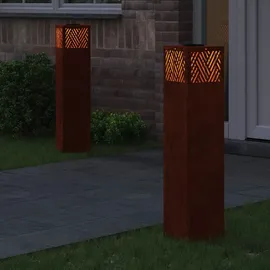 vidaXL Solarleuchte Stahl 18 cm x 18 cm x 80 cm 2er Set bronze