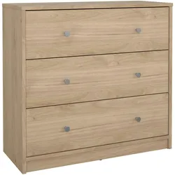 WellHome - Ebro-Kommode mit 3 Schubladen in Eichenfarbe, 71,4 x 30,1 x 68,3 cm