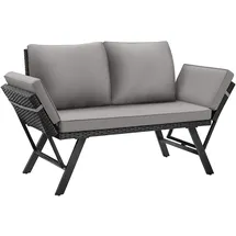 Tectake Sintra Rattan-Loungesofa hellgrau/schwarz