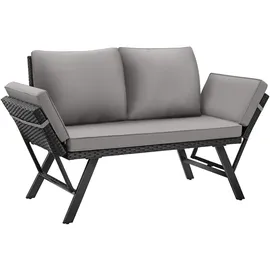 Tectake Sintra Rattan-Loungesofa hellgrau/schwarz