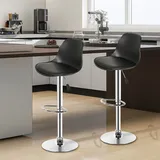 2er set Barhocker Kunstleder höhenverstellbar 55-75cm, Barstuhl, Tresenhocker, Barsessel, Küchenhocker Schwarz - Schwarz