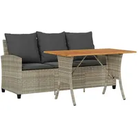 vidaXL Garten-Loungesofa 3-Sitzer hellgrau Polyrattan