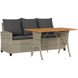 vidaXL Garten-Loungesofa 3-Sitzer hellgrau Polyrattan