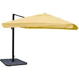 MCW Ampelschirm A96 3x3m Alu Flap Creme mit Ständer Drehbar