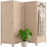 Relaxdays Paravent, 4-teilig, Faltbarer Raumtrenner, H x B: 170 x 160 cm, Bambus, Wohnzimmer, Trennwand innen, Natur