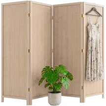Relaxdays Paravent, 4-teilig, Faltbarer Raumtrenner, H x B: 170 x 160 cm, Bambus, Wohnzimmer, Trennwand innen, Natur