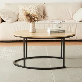 [en.casa] Satztisch Niederlande 2er Set Schwarz/Eiche