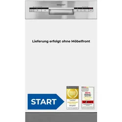 Exquisit START Einbaugeschirrspüler 45 cm, Teilintegriert, 9 Maßgedecke, 9 Liter, Startzeitvorwahl, ECO-Modus, EGSP51009-EB-030E inox