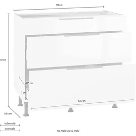 OPTIFIT Unterschrank Tara 90 x 58,4 x 87 cm Weiß