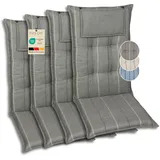 GO-DE Textil Bequeme und attraktive Polsterauflagen für Hochlehner-Gartenstühle (4er-Set, Stripes Exclusive grau, Hochlehner)