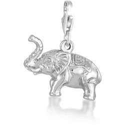 Charm-Einhänger NENALINA "Anhänger Elefant Tier Reise Verziert 925 Silber", silber, Charms, Damen, ohne Stein, Silber 925 (Sterlingsilber)