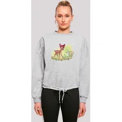 Sweatshirt F4NT4STIC "Disney Bambi Disney Bambi & Thumper Playing", Damen, Gr. L, grau (erdgrau), Obermaterial: 65% Baumwolle, 35% Polyester, casual, oversize, Rundhals, Langarm ohne Bündchen, Sweatshirts, Premium Qualität