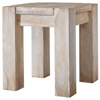 MASSIVMOEBEL24.DE Hocker Akazie 40x40x45 white stone getüncht Nature WHITE