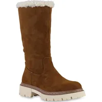VAN HILL Damen Leicht Gefütterte Winterstiefel Bequeme Kunstfell Schuhe