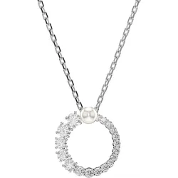 Kette mit Anhänger SWAROVSKI "Schmuck Geschenk Halskette Matrix, 5688751, 5692265", silber (metallfarben, kristallweiß, weiß), Halsketten, Damen, Metall-Perlen, L: 45cm, Metall, Perlen, mit Swarovski Zirkonia (synth.) - mit Swarovski Perle