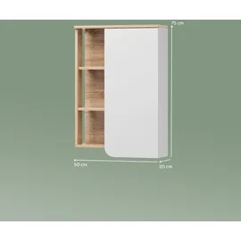 livinity Livinity® Badschrank, Marano, Sonoma/Weiß, 50 x 75 cm mit Tür und offenen Fächern