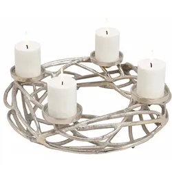 Adventskranz Ø 40 cm Metall Silber M (Medium)