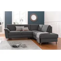 sit&more Ecksofa SIT & MORE "Texel L-Form", grau (dunkelgrau), B:250cm H:87cm T:201cm, Kunstleder SOFTLUX;Luxus-Microfaser (100% Polyester), Sofas, Ecksofa, mit Federkern, wahlweise mit Bettfunktion und Bettkasten
