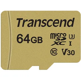 Transcend microSDXC Class 10 500S UHS-I U3 V30 + SD-Adapter 64 GB