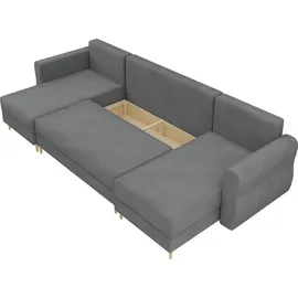 Mirjan24 Wohnlandschaft Zako U, Ecksofa mit Bettkasten und Schlaffunktion, Holzfüße, Wohnzimmer, Sofas - Couches, Wohnlandschaften, Wohnlandschaften in U-Form