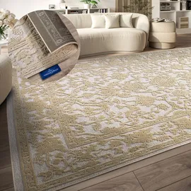 Villeroy & Boch Kurzflor Teppich Ambroise – Moderner Wohnzimmerteppich, Hoch-Tief Effekt, Modernes Muster für Wohnzimmer, Schlafzimmer, Esszimmer – Creme, 200x290cm