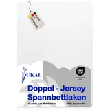 Dukal | Spannbettlaken | 180x200 – 200x200 cm | aus hochwertigem DOPPEL-Jersey | 100% Baumwolle | Farbe: Weiss