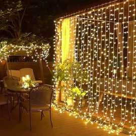 Montegoni Lichtervorhang LED 3x3 m PVC 300 LED Warmweiß