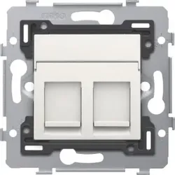Niko Züblin 101-79252 2 RJ45 Anschlüsse UTP Kat. 5E, PoE++ ready, flache Ausführung, inkl. Sockel 71 x 71 mm mit Schraubbefestigung und Abdeckung,