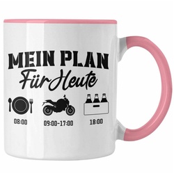 Trendation Tasse Trendation – Motorradfahrer Geschenk für Männer Motorrad Tasse Sprüche Kaffeetasse für Biker Herren rosa