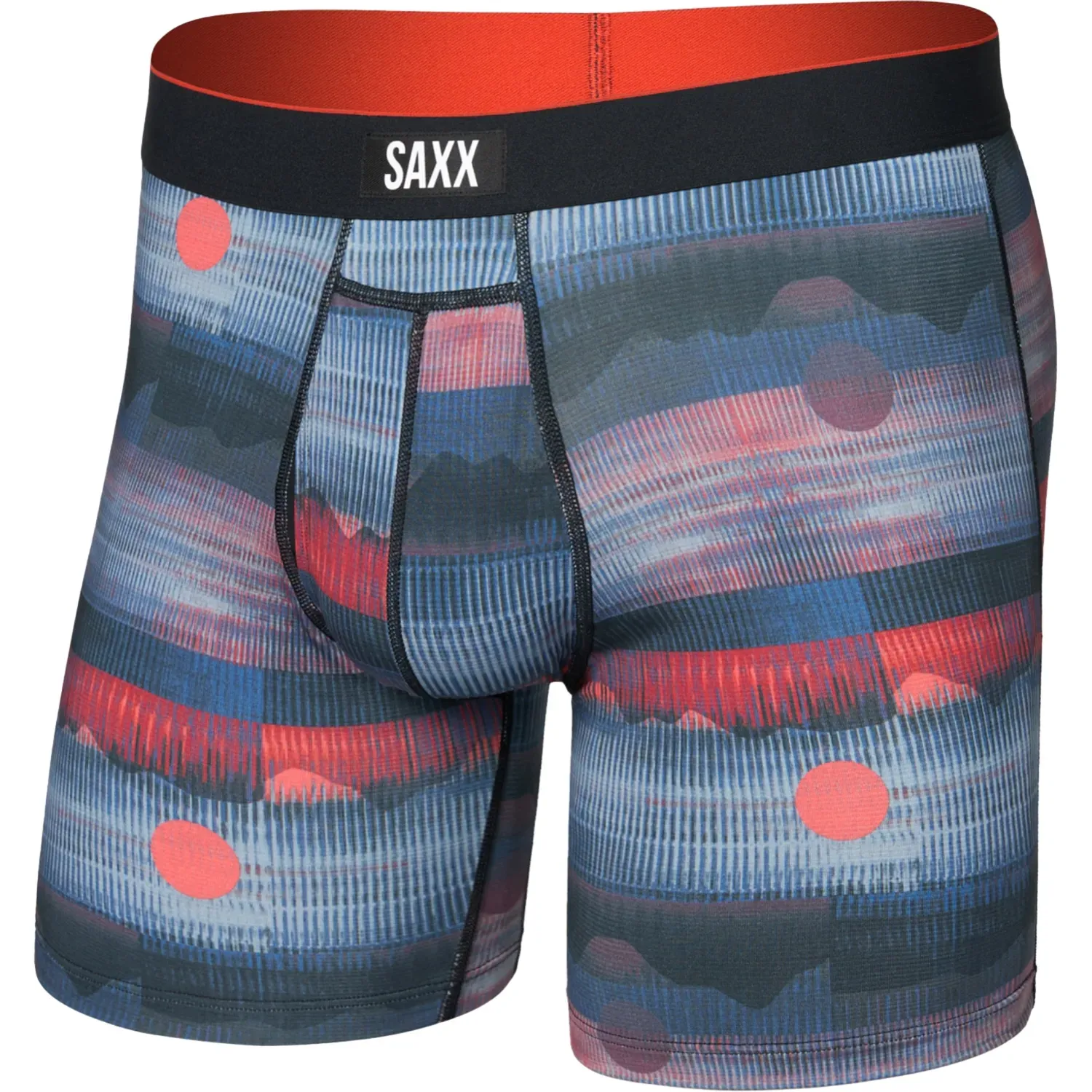 SAXX Boxershorts Sport Mesh, grau/rot