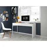 Dmora Schreibtisch Houston, Wendbarer Bürotisch, PC-Halter Studiertisch mit 2 Schubladen, 138x50h75 cm, Weiß