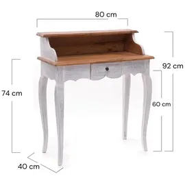 DESIGN DELIGHTS Sekretär, Mehrfarbig, Holz, 80x92x40 cm, Arbeitszimmer, Schreibtische, Sekretäre