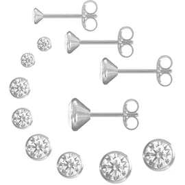 FIRETTI Ohrstecker-Set »Multipack Schmuck Geschenk Silber 925 Ohrstecker Glitzerstein« mit Zirkonia (synth.), 298582-0 silberfarben-kristallweiß + kristallweiß,