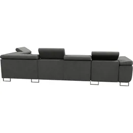 Sofnet Wohnlandschaft Caris U mit Schlaffunktion und einstellbare Kopfstützen, Ecksofa mit zwei Bettkästen, Couch, Sofa, Bettsofa (Schwarz (Kronos 07), Ecksofa Links)