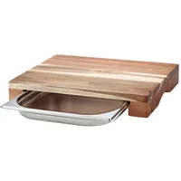 SANTOS Tranchierbrett Akazie mit Edelstahl-Auffangschale 43 x 7 x 28 cm Weiß